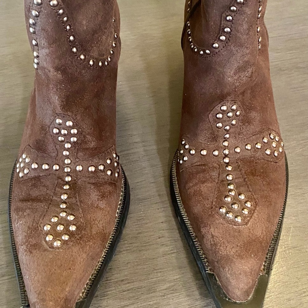 Ladies Preowned Roper Brown Faux Suede Cowgirl boots size 8.5
